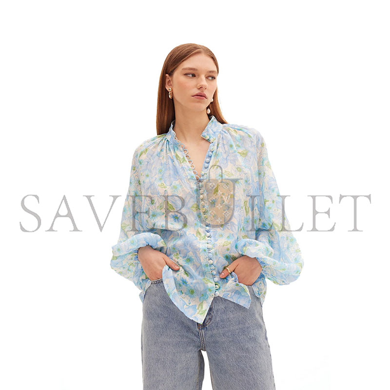 ZIMMERMANN LONG SLEEVES TOP BLUE 